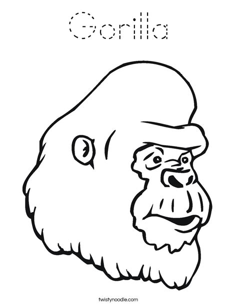 gorilla coloring page tracing twisty noodle