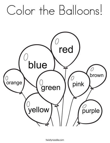 color  balloons coloring page coloring worksheets  kindergarten