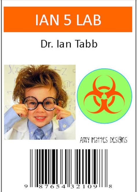 printable scientist id badge printable templates