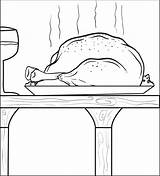 Coloring Turkey Thanksgiving Table Printable Kids Picnic Cooked Getcolorings sketch template