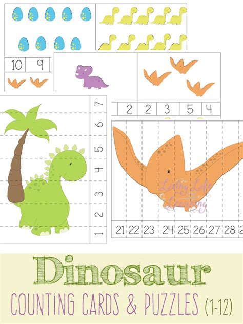 Dinosaur Counting Cards And Puzzles