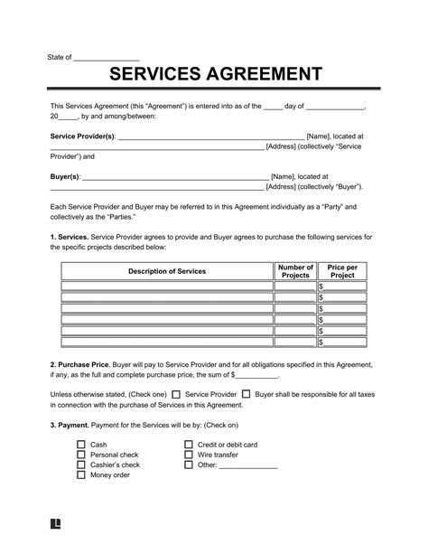 service agreement template  word
