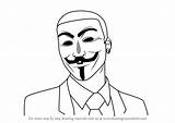 Hacker Anonymous Mask Draw Drawing Drawings Step Mascots Learn Getdrawings sketch template