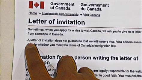 invitation letter  visit canada sample