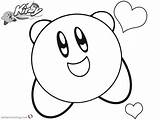 Kirby Coloring Pages Heart Happy Printable Friends Kids sketch template