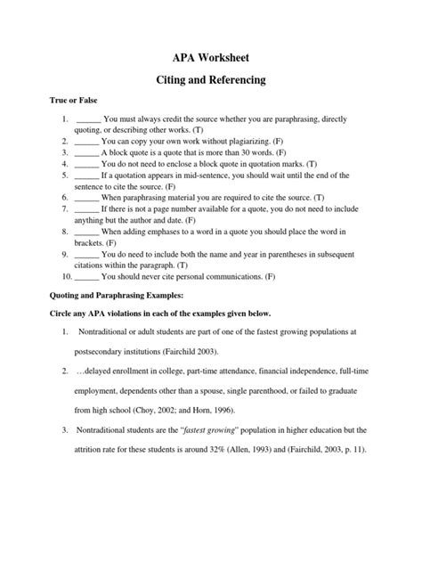 worksheet  citation applied psychology
