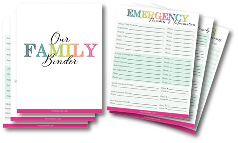 emergency binder printables  customize  print