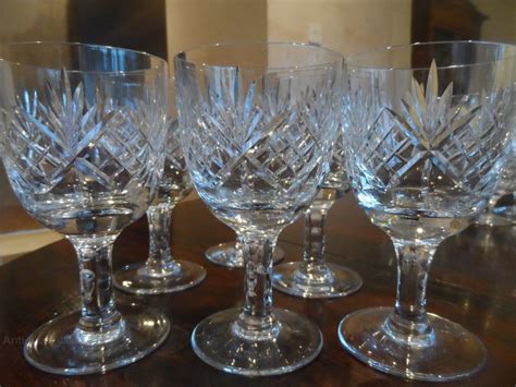 antiques atlas set of six vintage quality cut glass wine glasses