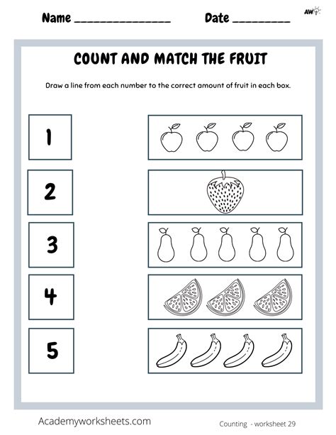 number matching counting  number writing worksheets