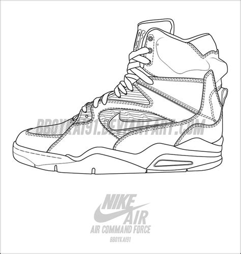 nike air force  high tops drawing sketch coloring page