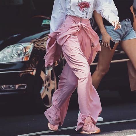 combining trends pink and wide leg pants fashion