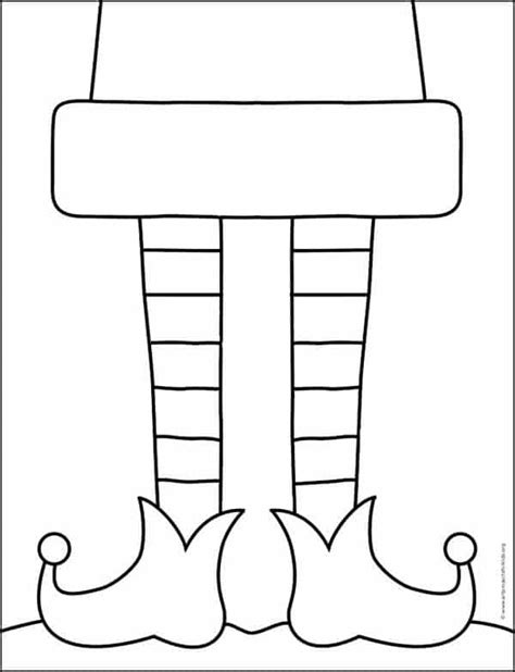 easy   draw elf shoes tutorial  elf shoes coloring page