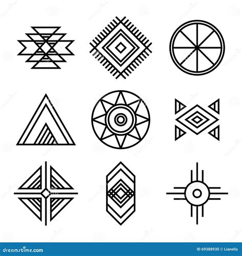 native american indians tribal symbols stock vector illustration
