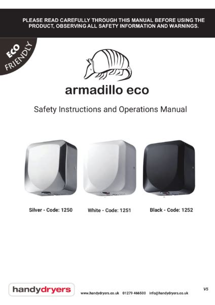 Armadillo Eco User Manual Heat Outdoors And Handy Dryers Nbs Source