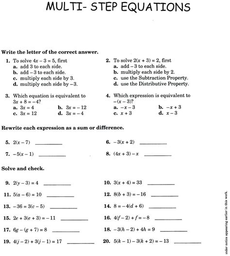 multi step equation word problems worksheet db excelcom