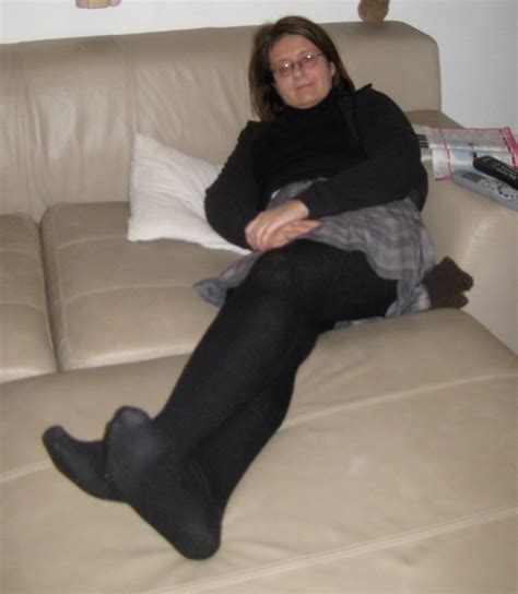 Candid Legs On Twitter Mature Lady In Black Opaque Pantyhose At Home