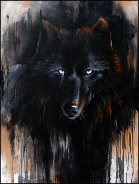 noir original black wolf painting wolf art print wolf art wolf painting