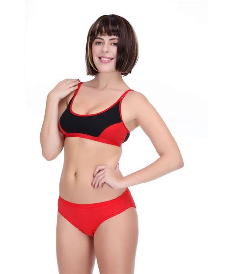 Buy Selfcare Red And Black Sports Bra And Panty Sets Online At