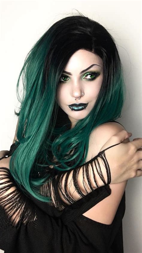 pin by gothic star on gothic pics gothic hairstyles dark green hair