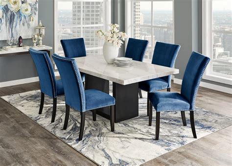 white marble dining table with blue chairs order prices save 47