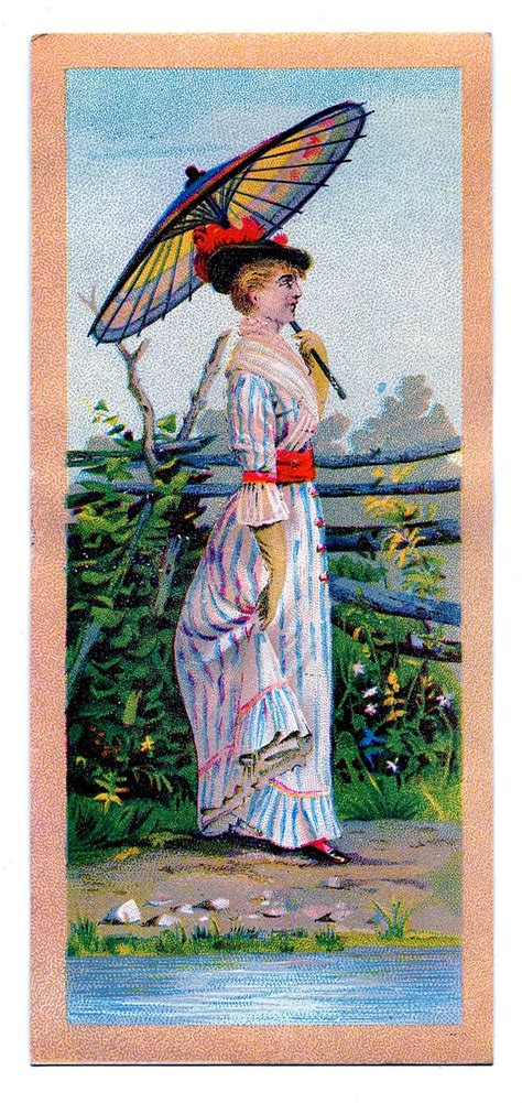 Vintage Clip Art Victorian Lady With Parasol The