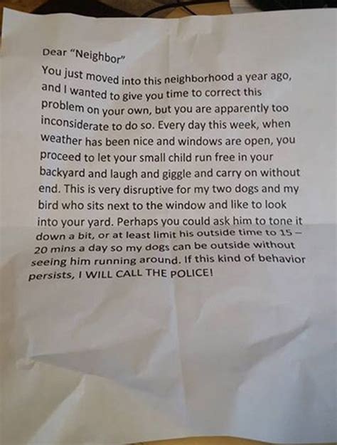 arizona neighbours send shocking letter demanding  child tones