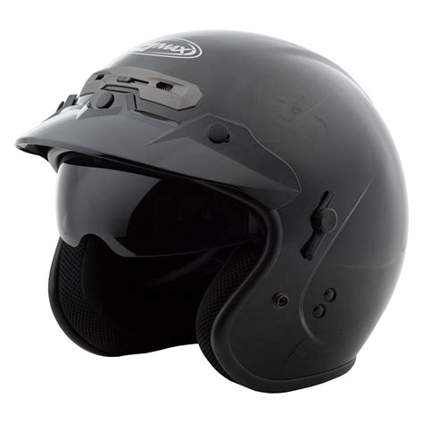 gmax  gm   large black open face helmet  flip  shield motorcycleidcom