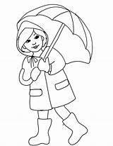 Rain Coloring April Clipart Umbrella Pages Showers Rainy Boots Season Color Printable Spring Drawing Girl Clip Clothes Colouring Cliparts Colour sketch template