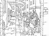 Mary Coloring Pages Donkey Joseph Place Rest Looking Jesus Birth Expecting Bethlehem Journey sketch template