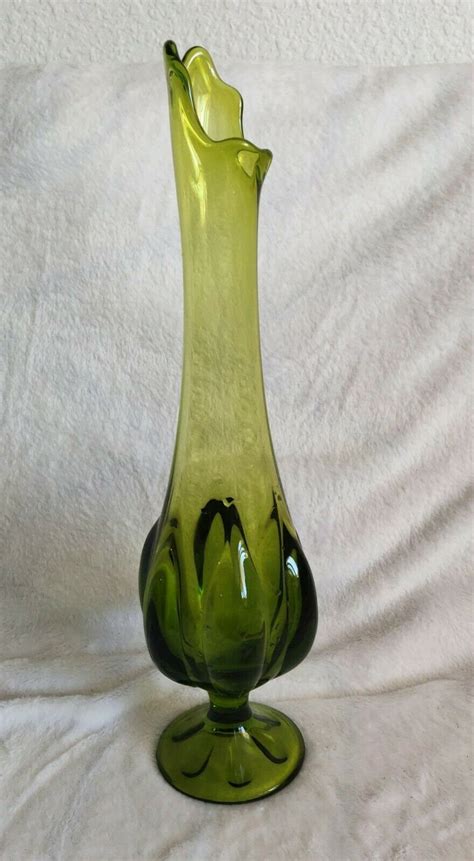 Vintage Mid Century Viking 18 Green Swung Vase Etsy