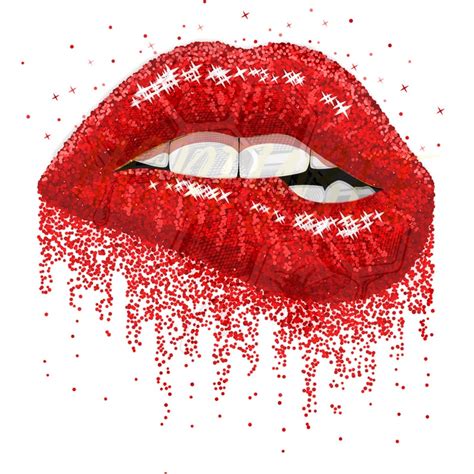 Dripping Lips Png Biting Lips  Glitter Lips Lip Clipart Etsy