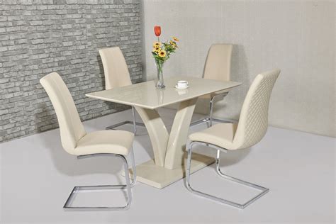 cream high gloss dining table   cream chairs homegenies