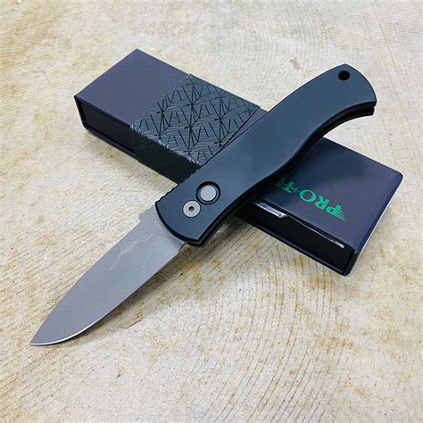 protech ea emerson spear point automatic knife black  bead blast