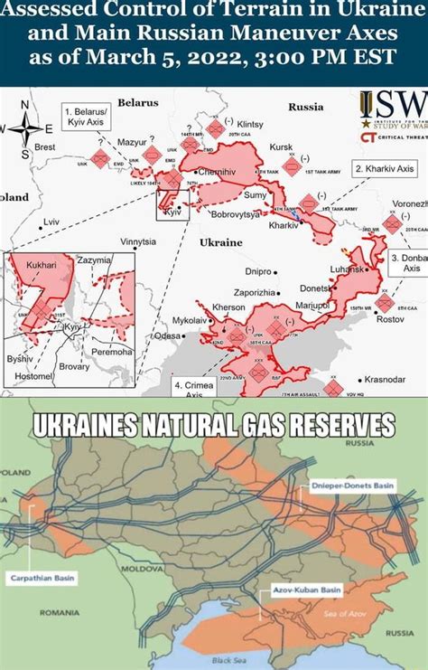 Assessed Control Of Terrain In Ukraine And Main Russian Maneuver Axes