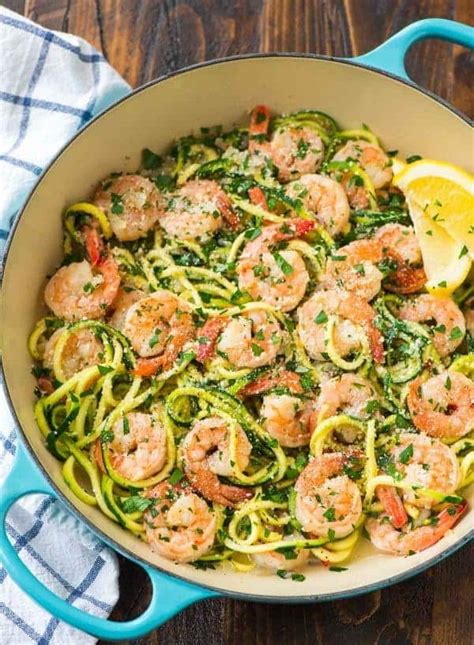 healthy shrimp scampi {made with zucchini noodles }