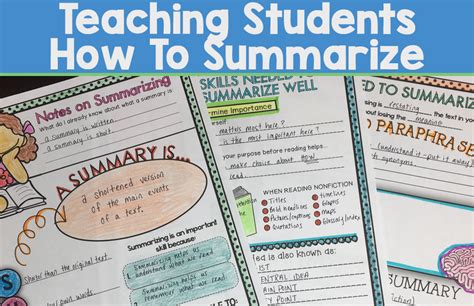 teaching students  skill  writing  great summary