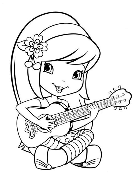 strawberry shortcake learn  play guitar coloring page coloring sky