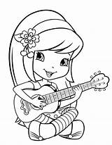 Coloring Guitar Play Strawberry Shortcake Playing Pages Kids Learn Ukelele Printable Cartoon Colorir Para Desenhos sketch template