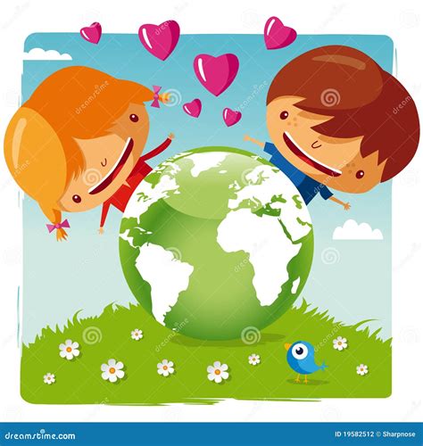 love earth poster   square illustrations cartoon vector cartoondealercom