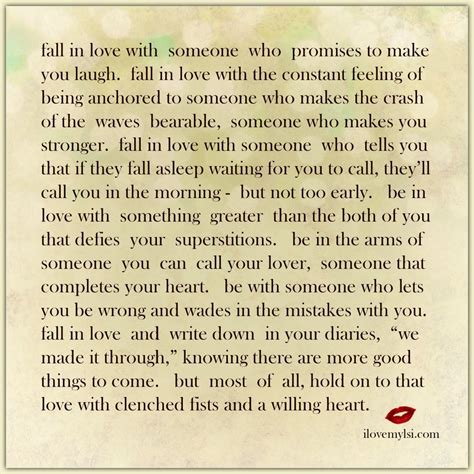 fall in love with someone who promises to make you laugh