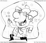 Scientist Mad Cartoon Coloring Running Clipart Outlined Vector Cory Thoman sketch template