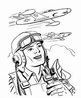 Coloring Pilot Printable Memorial Bomber Happy Kids Planes sketch template