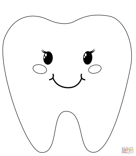tooth character coloring page  printable coloring pages tooth