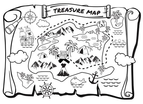 printable treasure map coloring page