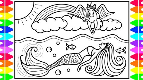 mermaid  unicorn coloring pages tewsviet