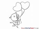 Coloring Pages Pig Valentine Kids Balloons Valentines Sheet Title sketch template