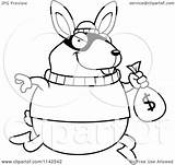 Rabbit Robbing Bank Cartoon Clipart Coloring Outlined Vector Cory Thoman Royalty sketch template