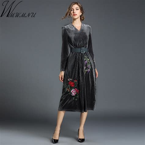 wmwmnu   neck pleated velour dress  velvet dresses casual