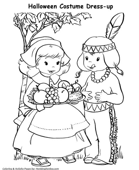 halloween costume coloring pages pilgrim girl costume coloring page