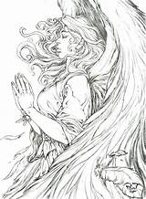 Coloring Pages Angel Printable Adults Realistic Lucy Saint Hard Wings Coloriage Pant Drawing Grown Ups Female Color People Adult Deviantart sketch template
